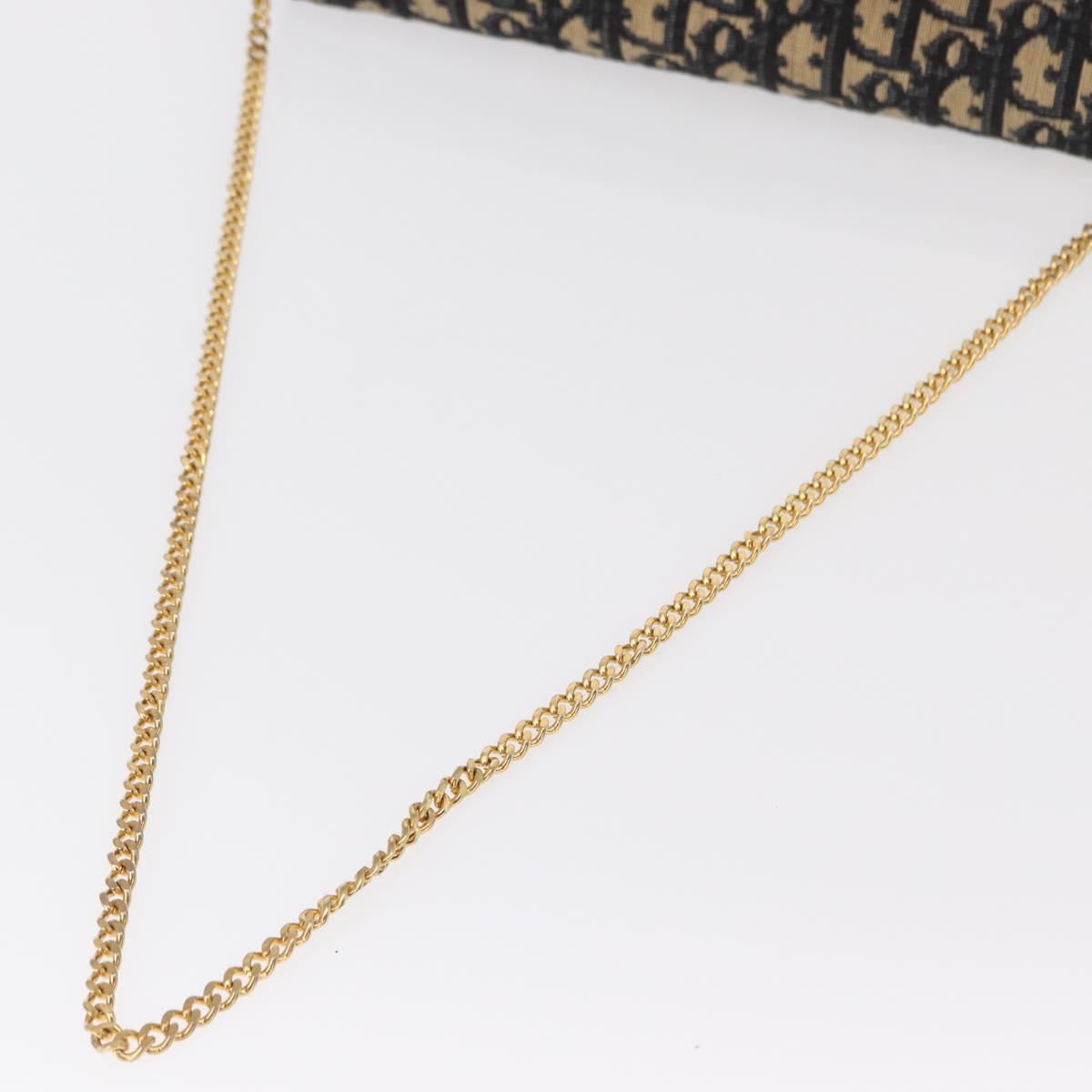 Christian Dior Trotter Canvas Chain Shoulder Bag Navy Gold Auth 156501V