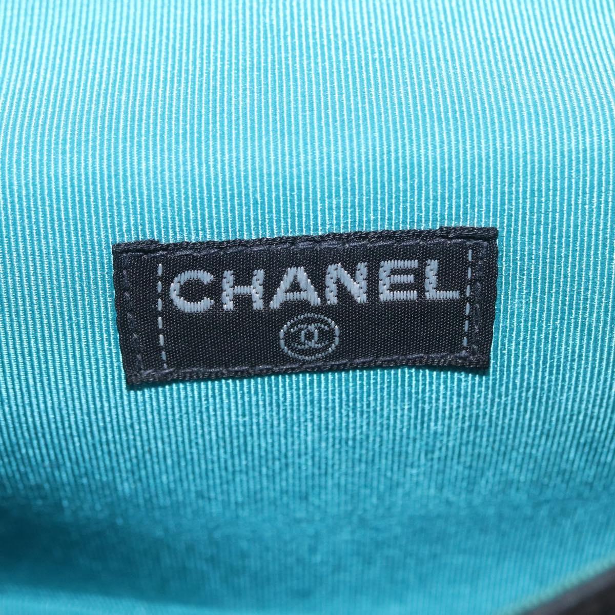 CHANEL Chain Shoulder Bag Satin Black Silver CC Auth 156506