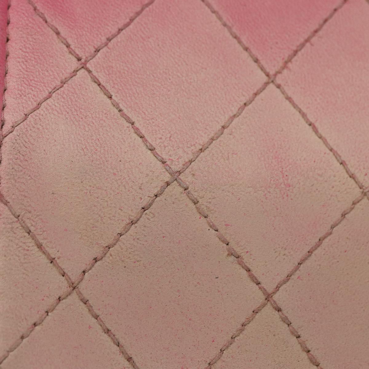 CHANEL Chain Shoulder Bag Leather Pink Silver CC Auth 156508