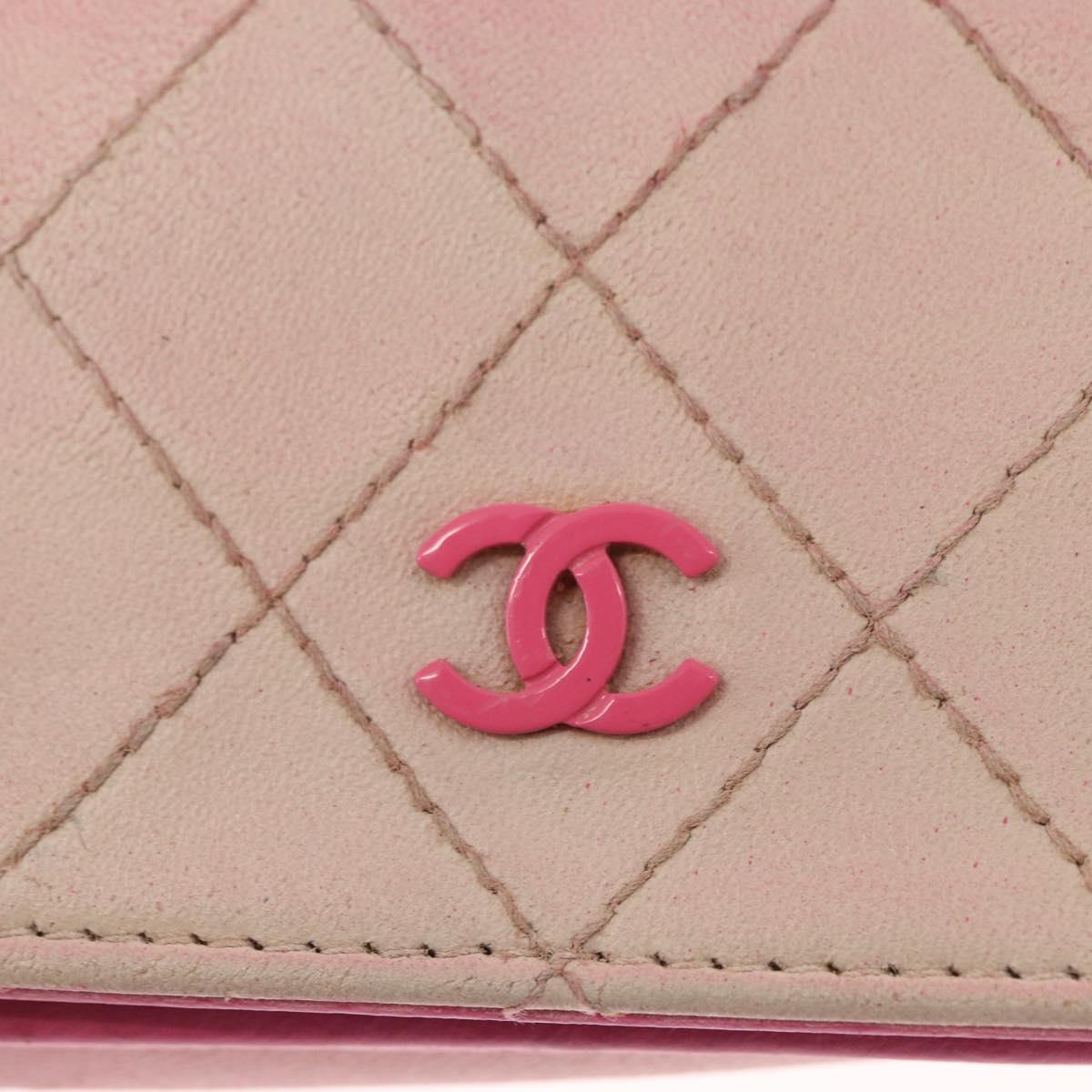 CHANEL Chain Shoulder Bag Leather Pink Silver CC Auth 156508