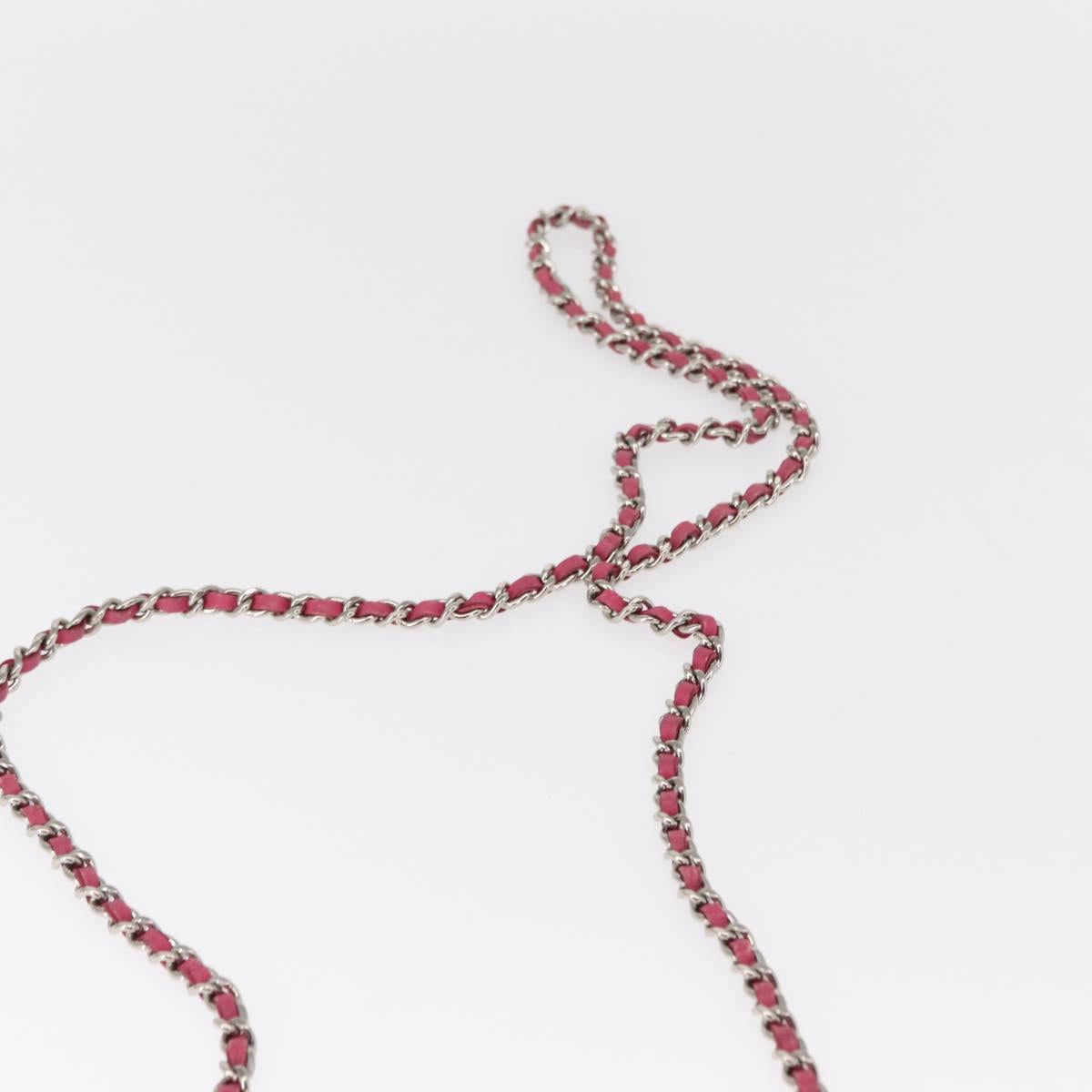 CHANEL Chain Shoulder Bag Leather Pink Silver CC Auth 156508