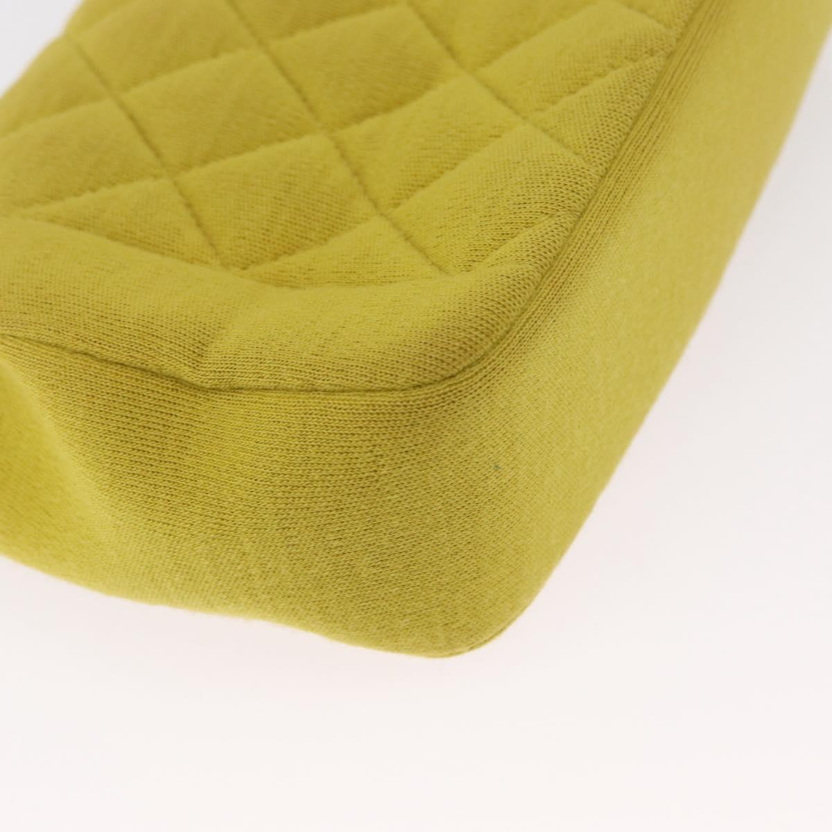 CHANEL Matelasse Chain Shoulder Bag Cotton Yellow Gold CC Auth 156510V