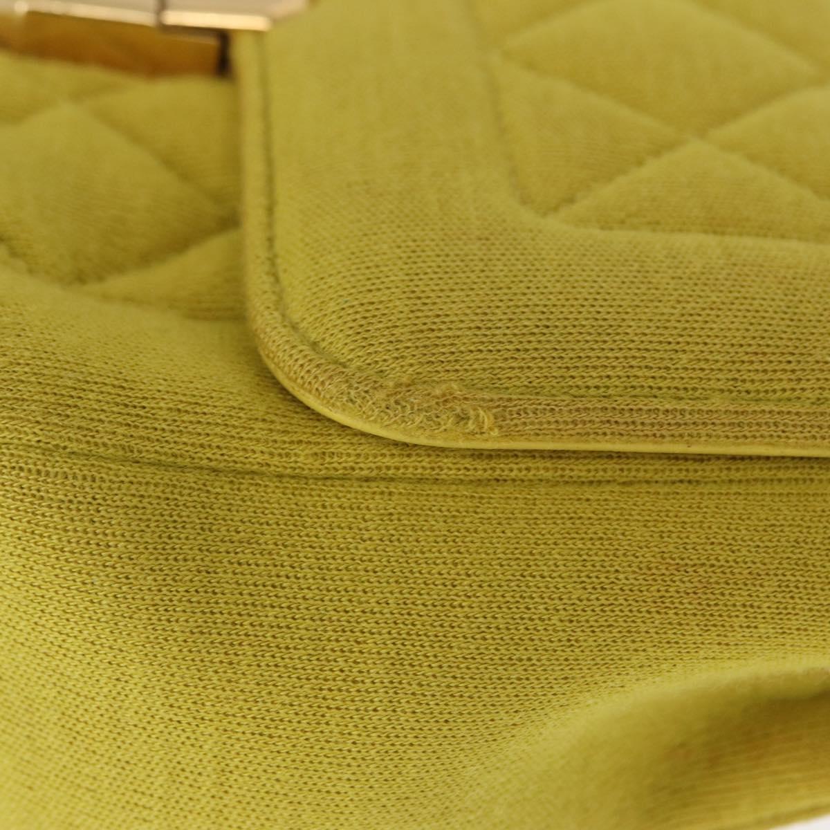 CHANEL Matelasse Chain Shoulder Bag Cotton Yellow Gold CC Auth 156510V