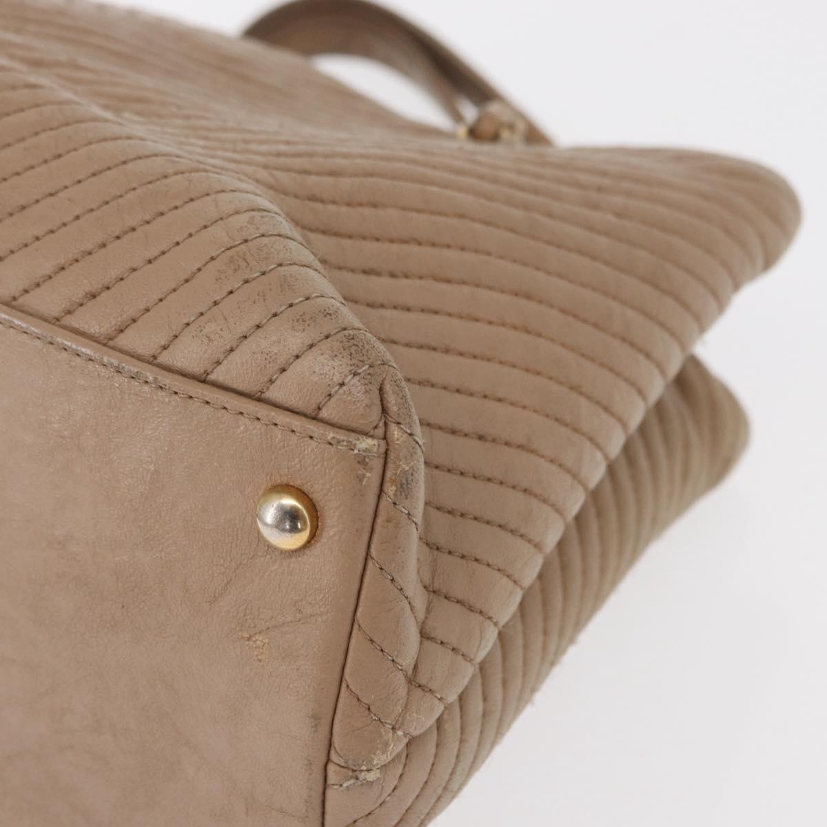 CHANEL Chain V stitch Shoulder Bag Lamb Skin Beige Gold CC Auth 156512