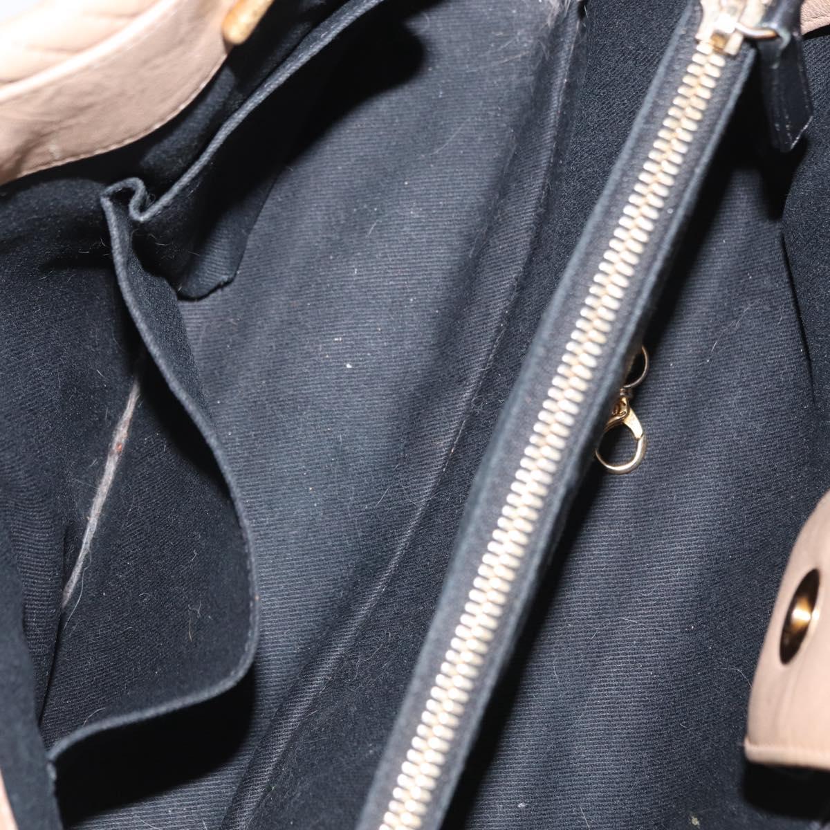 CHANEL Chain V stitch Shoulder Bag Lamb Skin Beige Gold CC Auth 156512