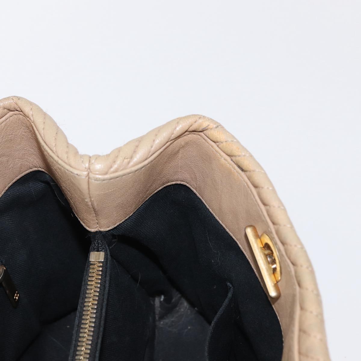 CHANEL Chain V stitch Shoulder Bag Lamb Skin Beige Gold CC Auth 156512