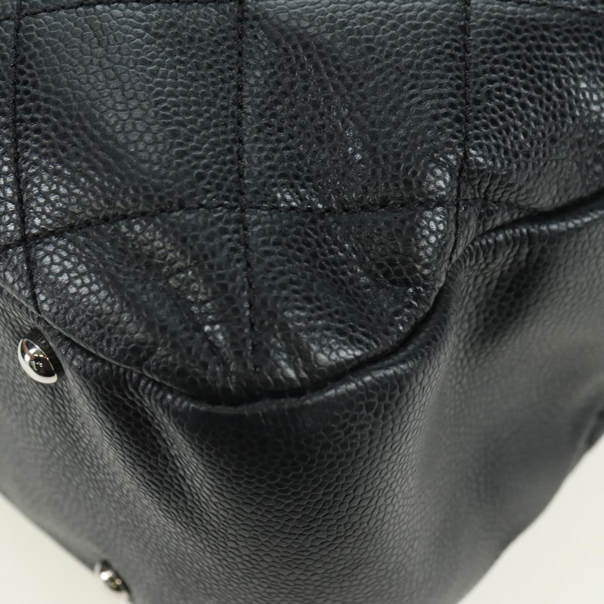 CHANEL Matelasse Chain Shoulder Bag Caviar Skin Black Silver CC Auth 156514V