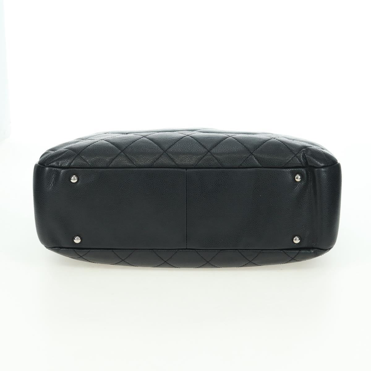 CHANEL Matelasse Chain Shoulder Bag Caviar Skin Black Silver CC Auth 156514V