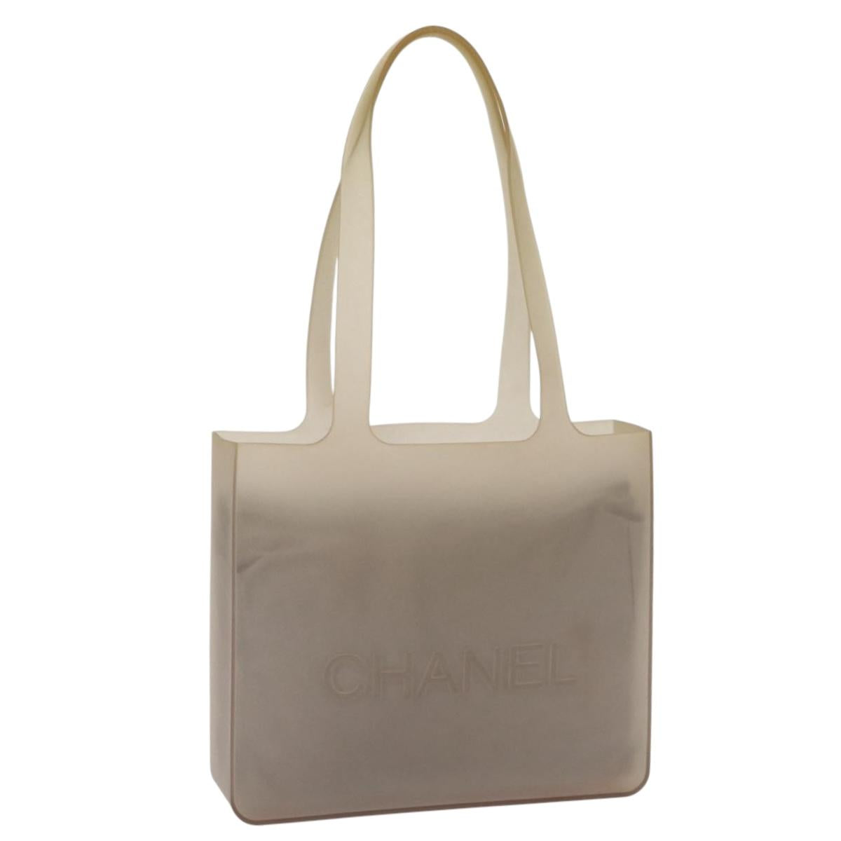 CHANEL Tote Bag rubber Gray CC Auth 156516