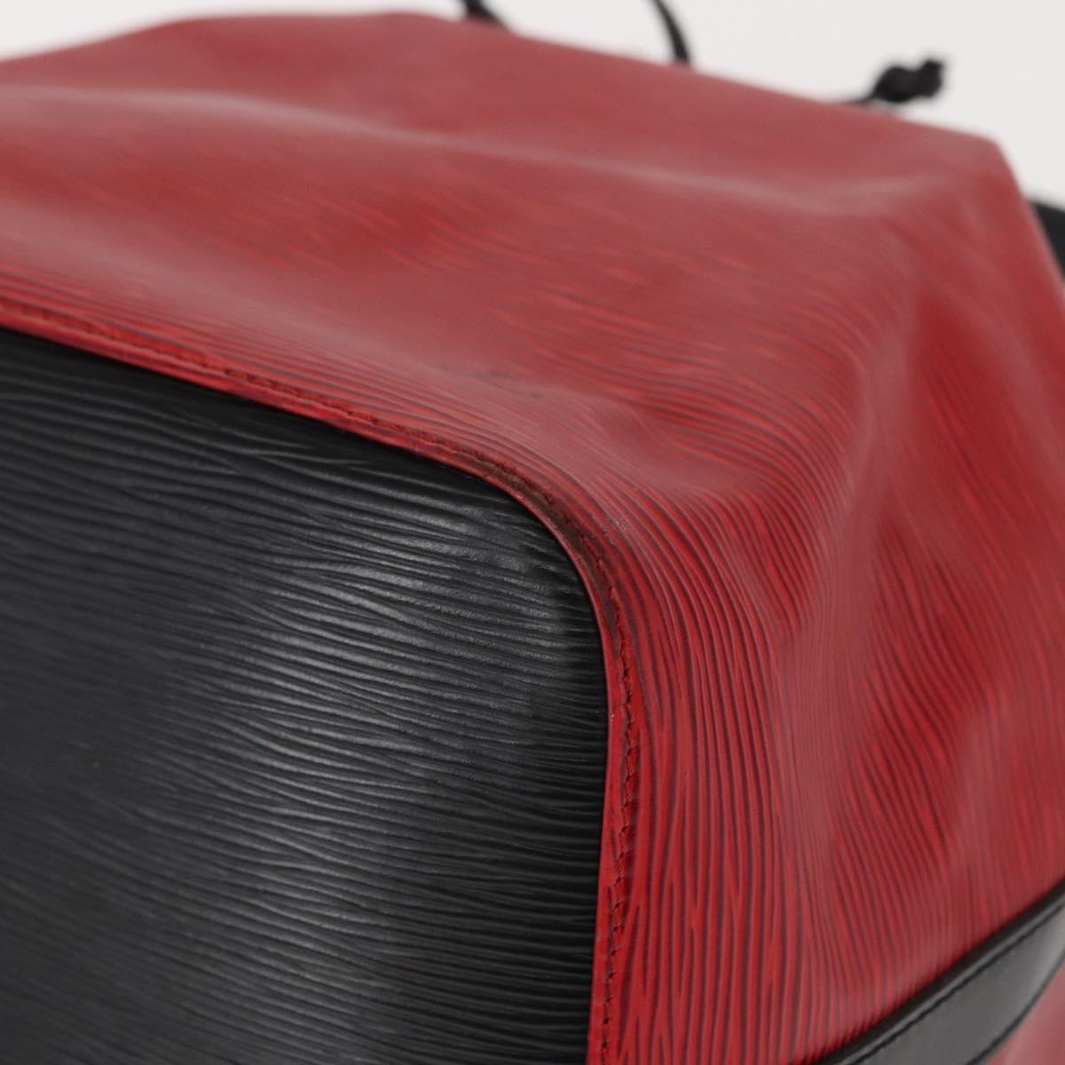 LOUIS VUITTON Epi Petit Noe Shoulder Bag Bicolor Black Red M44017 LV Auth 156533