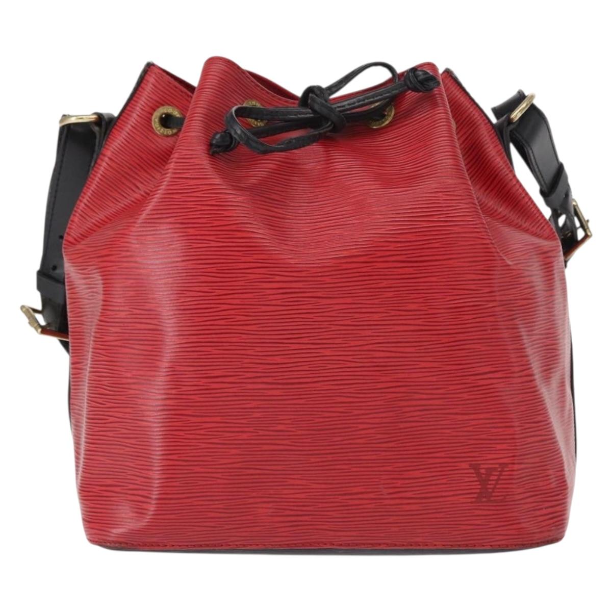 LOUIS VUITTON Epi Petit Noe Shoulder Bag Bicolor Black Red M44017 LV Auth 156533