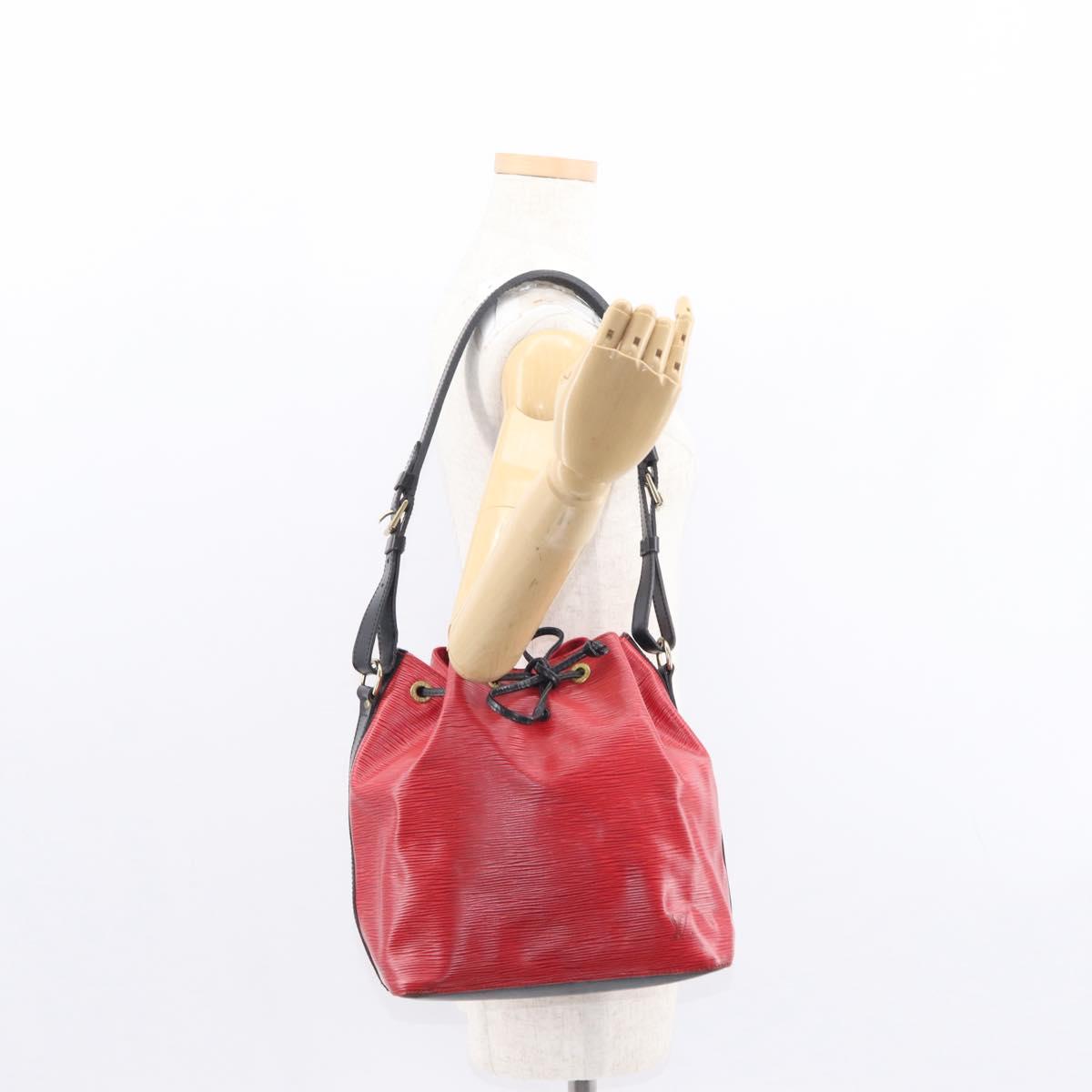 LOUIS VUITTON Epi Petit Noe Shoulder Bag Bicolor Black Red M44017 LV Auth 156533