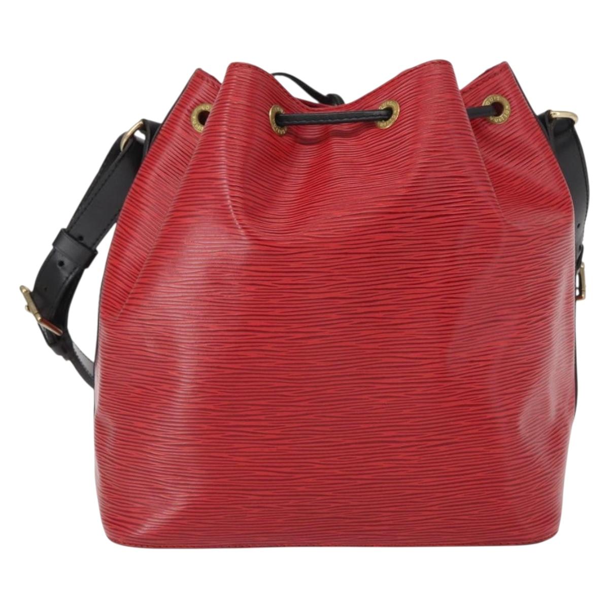 LOUIS VUITTON Epi Petit Noe Shoulder Bag Bicolor Black Red M44017 LV Auth 156533