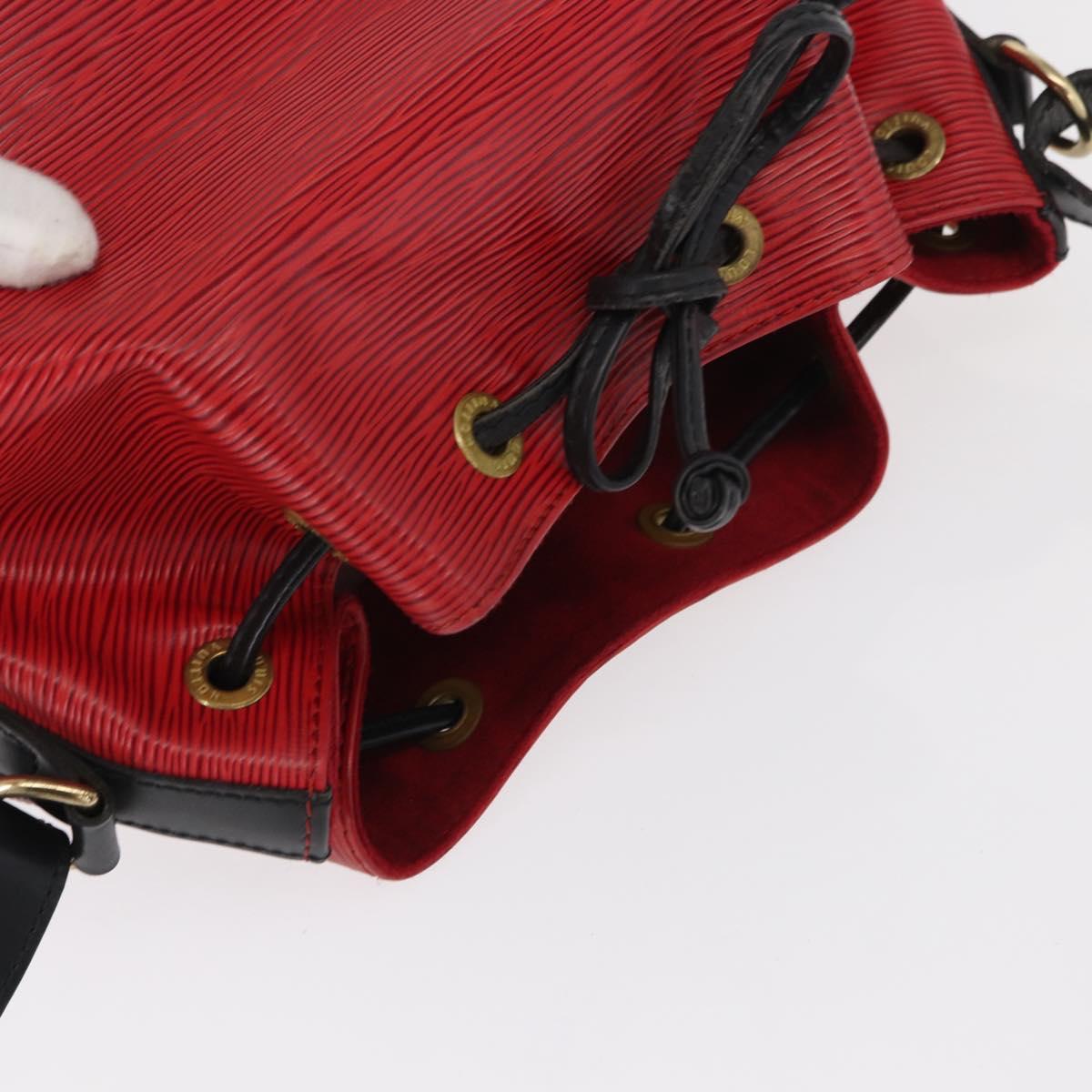 LOUIS VUITTON Epi Petit Noe Shoulder Bag Bicolor Black Red M44017 LV Auth 156533