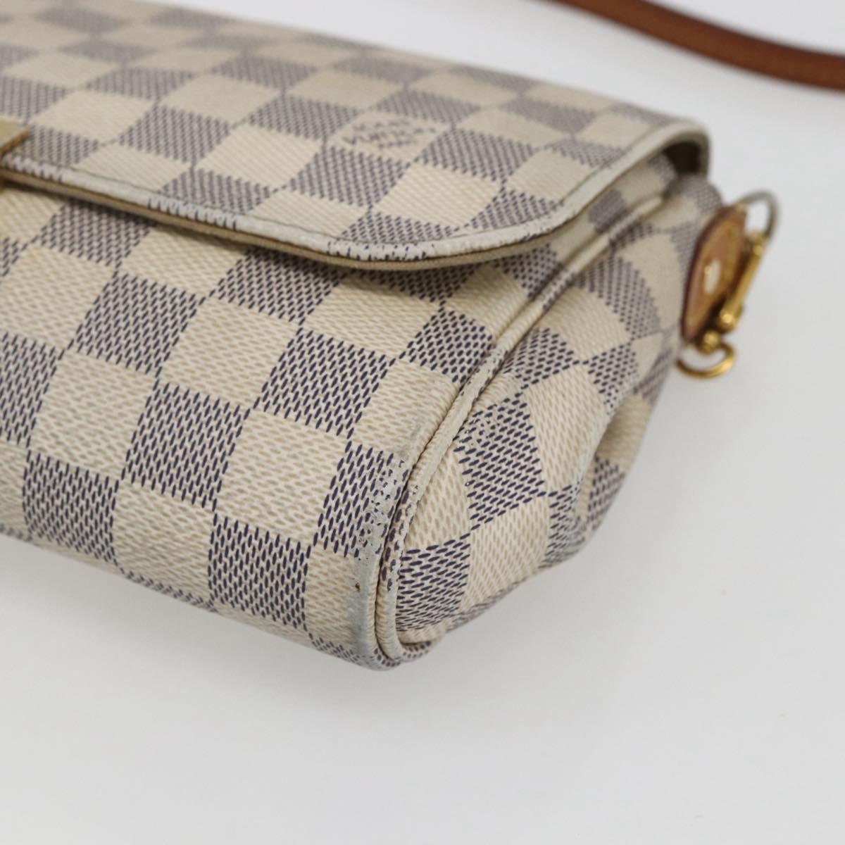 LOUIS VUITTON Damier Azur Favorit MM Shoulder Bag 2way N41275 LV Auth 156544
