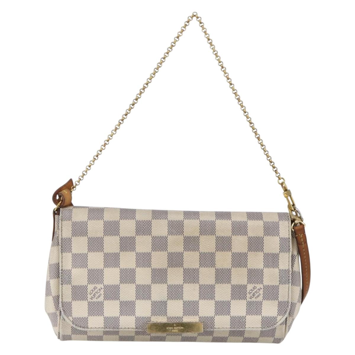 LOUIS VUITTON Damier Azur Favorit MM Shoulder Bag 2way N41275 LV Auth 156544
