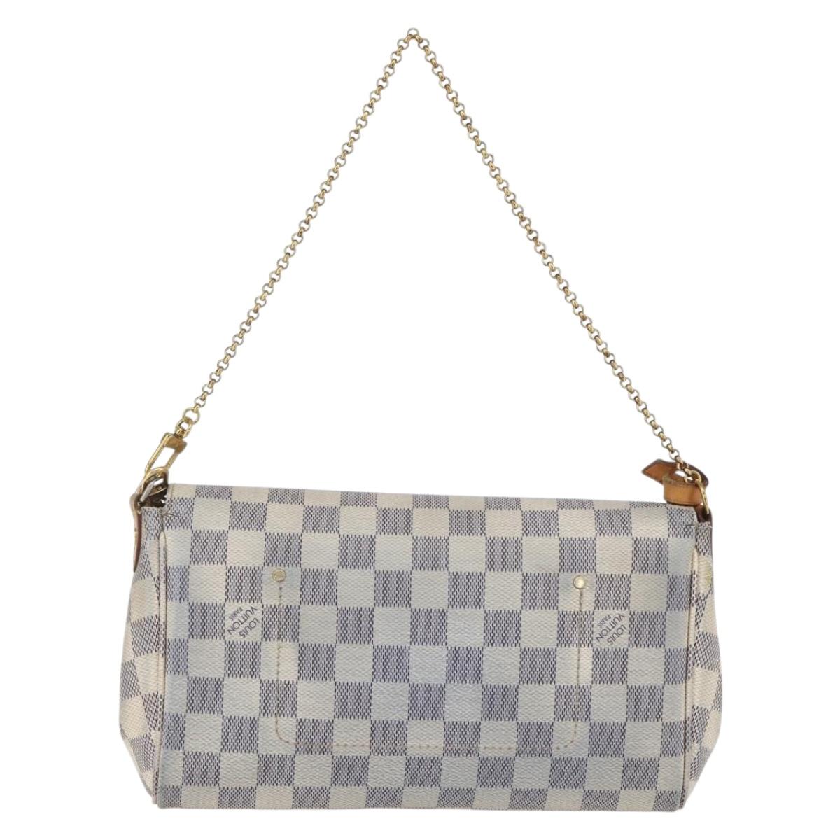 LOUIS VUITTON Damier Azur Favorit MM Shoulder Bag 2way N41275 LV Auth 156544