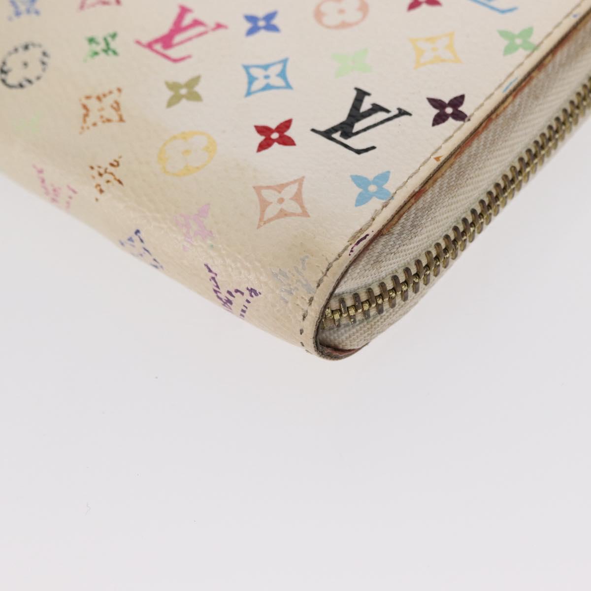 LOUIS VUITTON Monogram Multicolor Zippy Wallet Wallet White M60241 Auth 156622