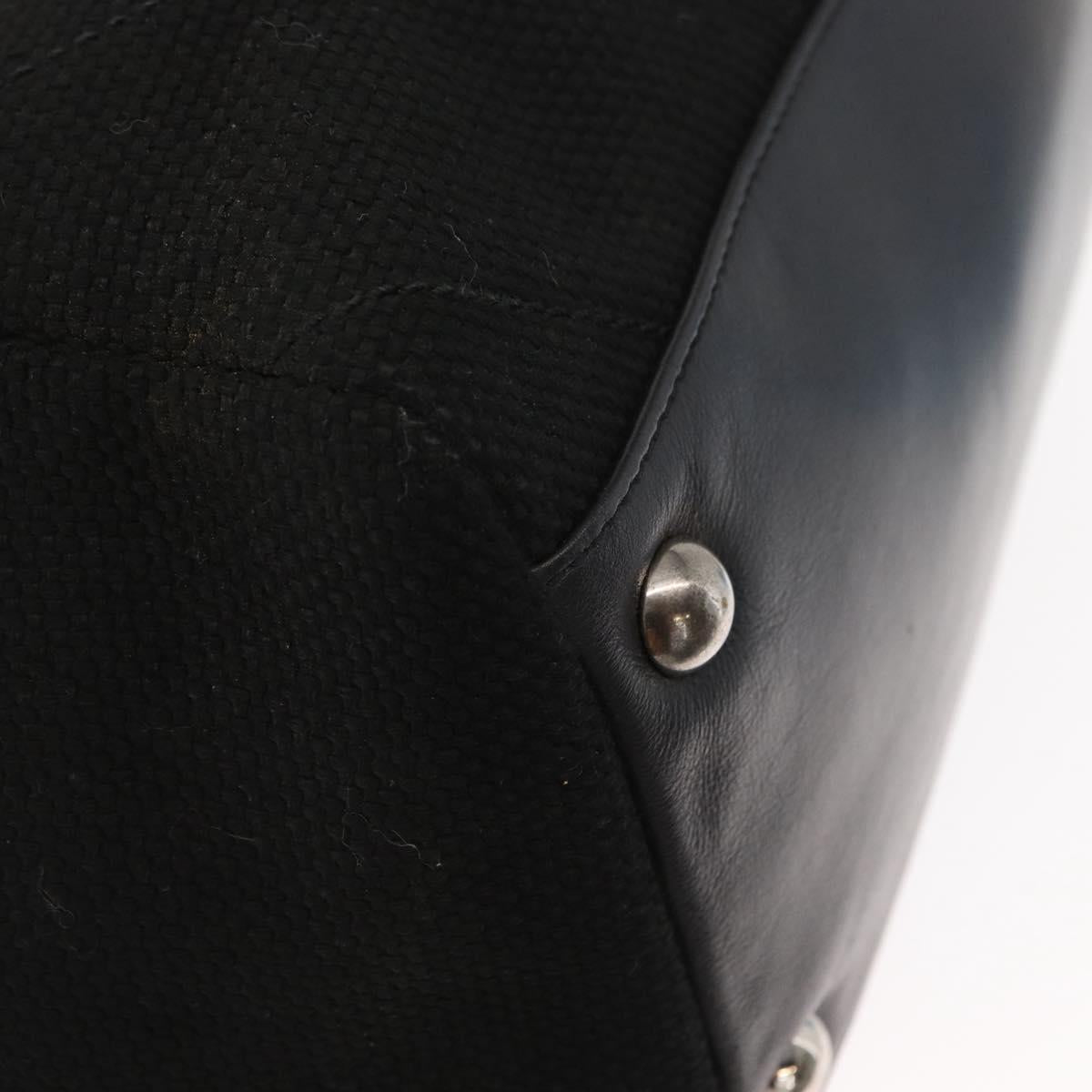 CHANEL Matelasse Chain Shoulder Bag Canvas Black Silver CC Auth 156626V