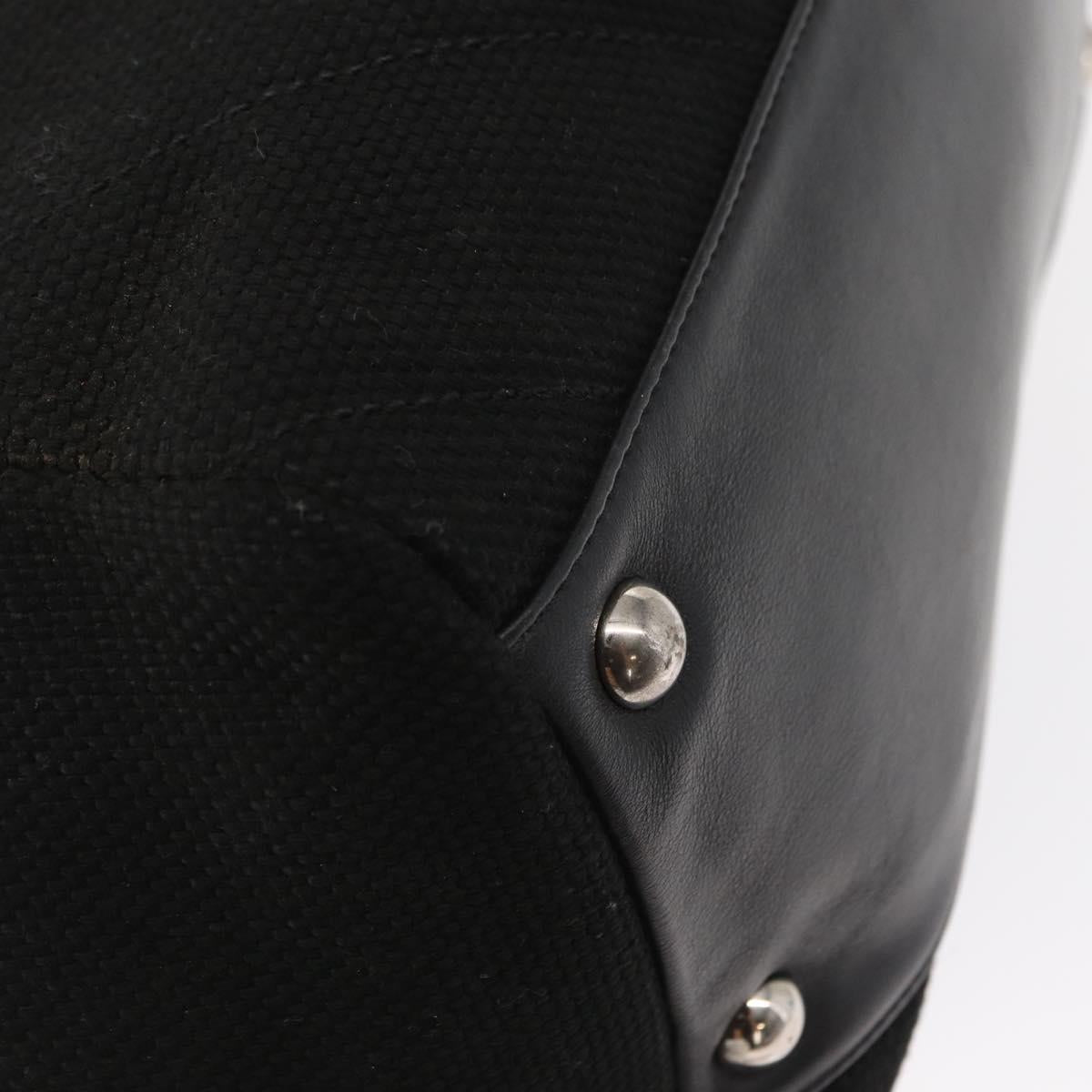 CHANEL Matelasse Chain Shoulder Bag Canvas Black Silver CC Auth 156626V