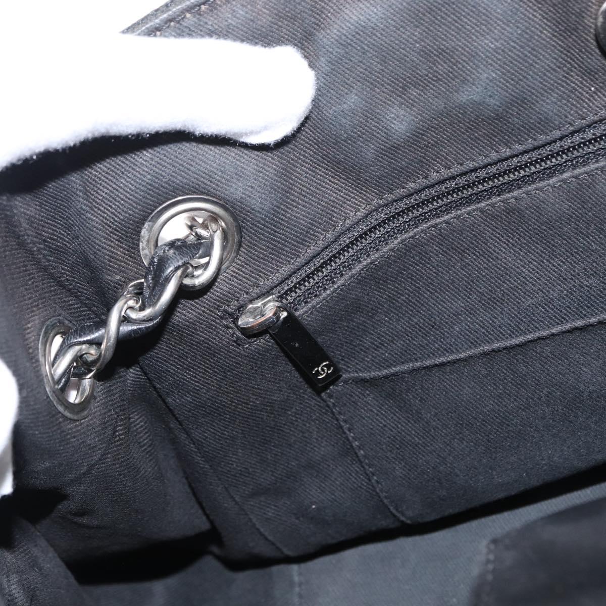 CHANEL Matelasse Chain Shoulder Bag Canvas Black Silver CC Auth 156626V