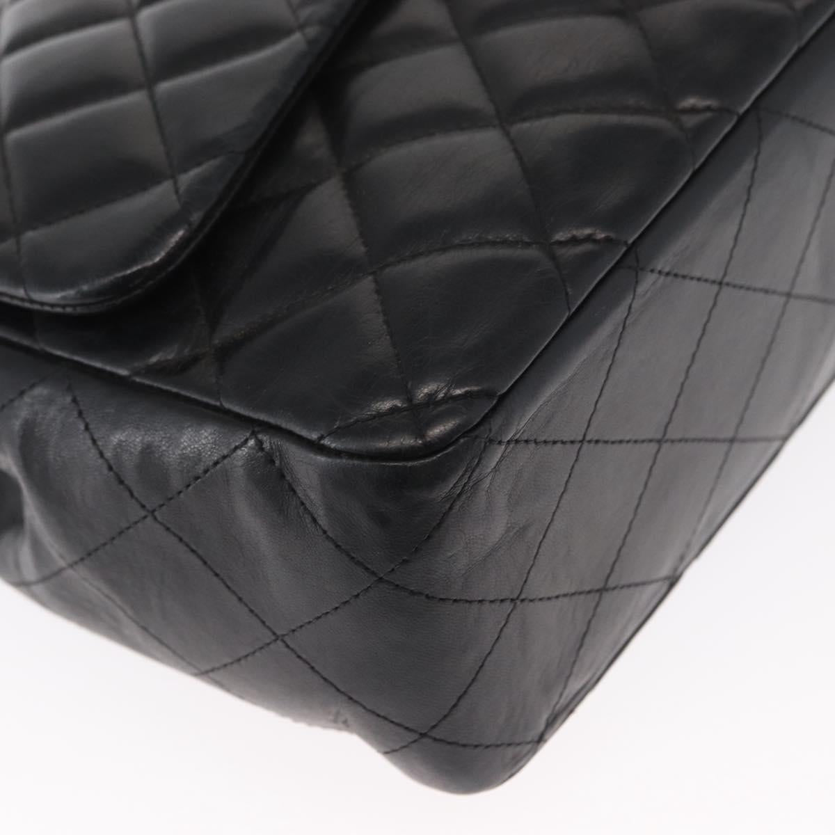 CHANEL Matelasse 30 Chain Shoulder Bag Lamb Skin Black Gold CC Auth 156627SAV