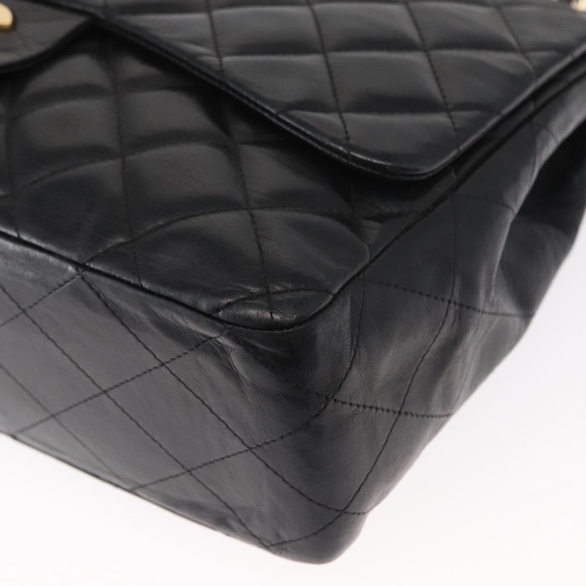 CHANEL Matelasse 30 Chain Shoulder Bag Lamb Skin Black Gold CC Auth 156627SAV