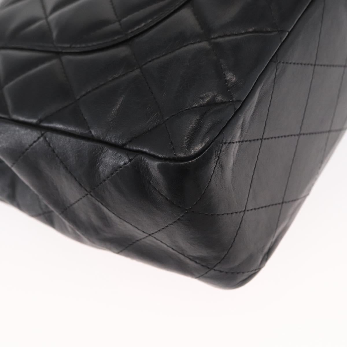 CHANEL Matelasse 30 Chain Shoulder Bag Lamb Skin Black Gold CC Auth 156627SAV