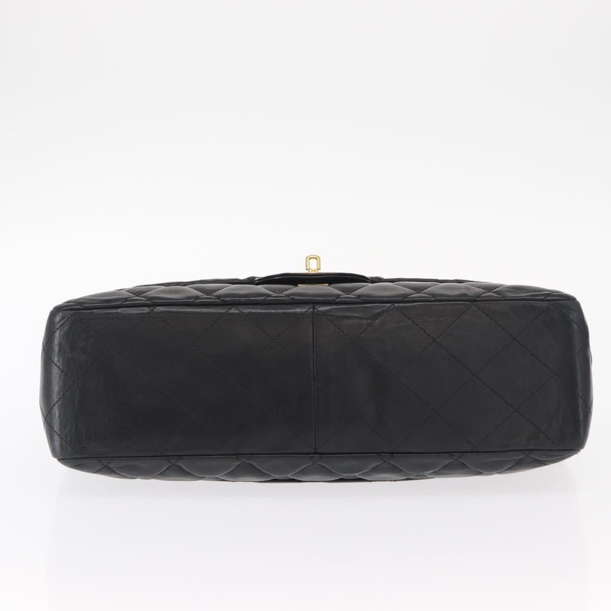 CHANEL Matelasse 30 Chain Shoulder Bag Lamb Skin Black Gold CC Auth 156627SAV