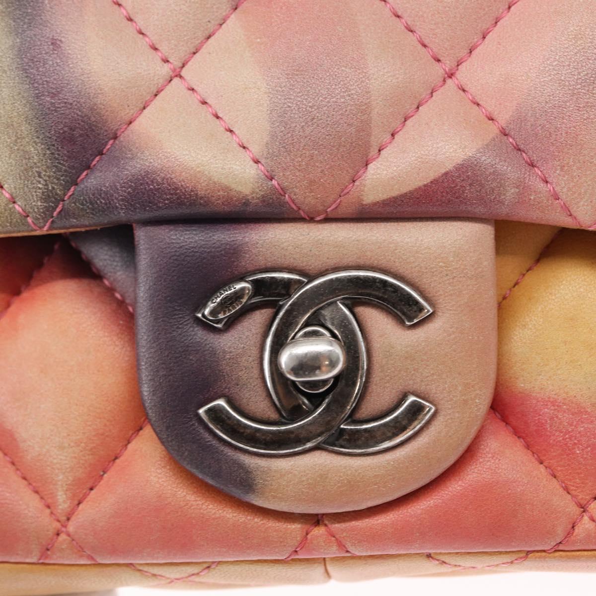 CHANEL Chain Matelasse 23 Shoulder Bag Lamb Skin Pink CC Auth 156629SAV