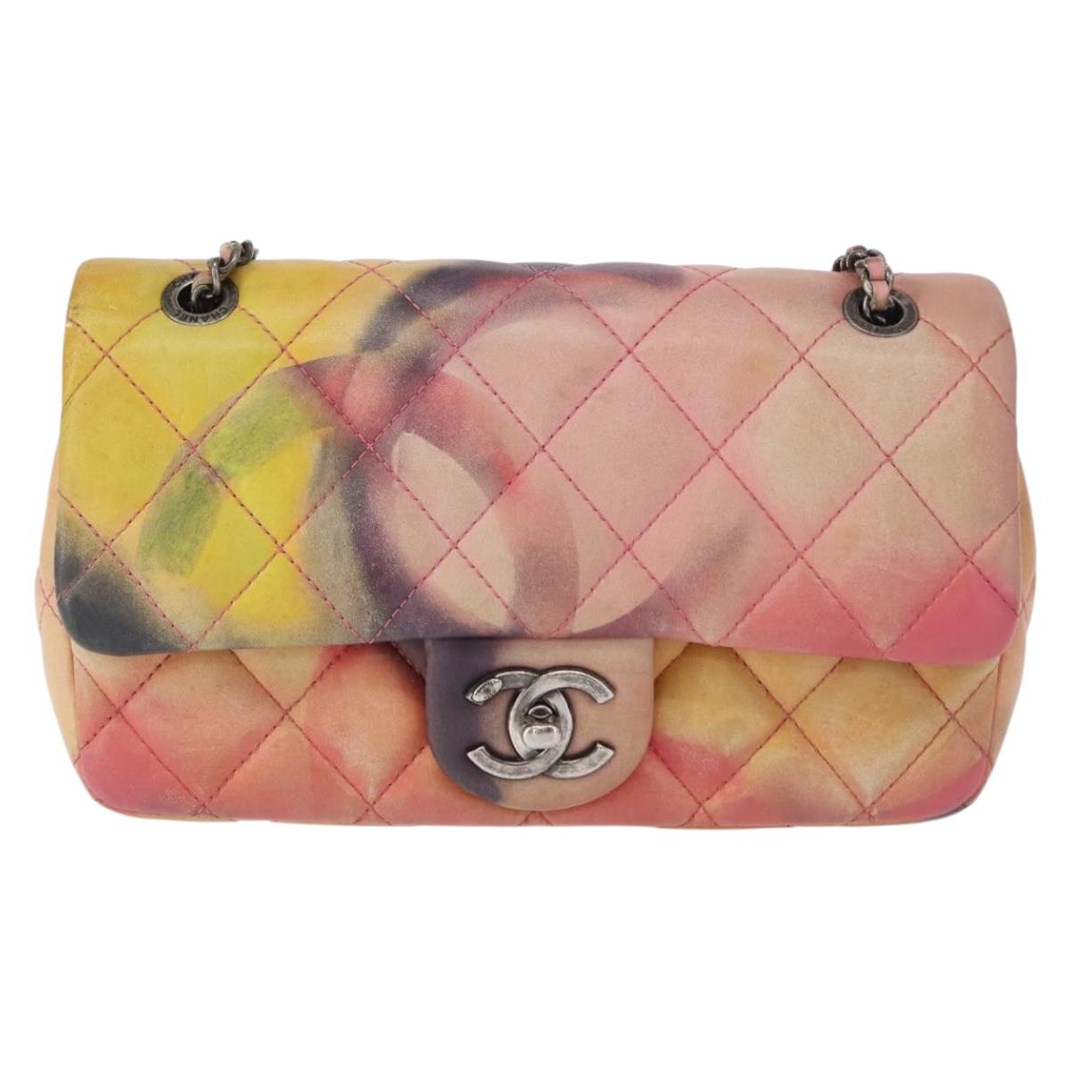 CHANEL Chain Matelasse 23 Shoulder Bag Lamb Skin Pink CC Auth 156629SAV