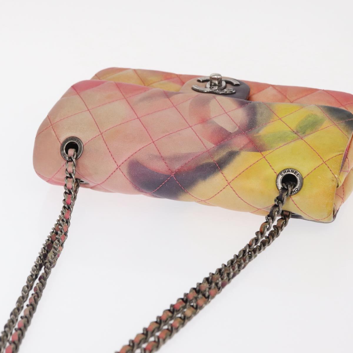 CHANEL Chain Matelasse 23 Shoulder Bag Lamb Skin Pink CC Auth 156629SAV