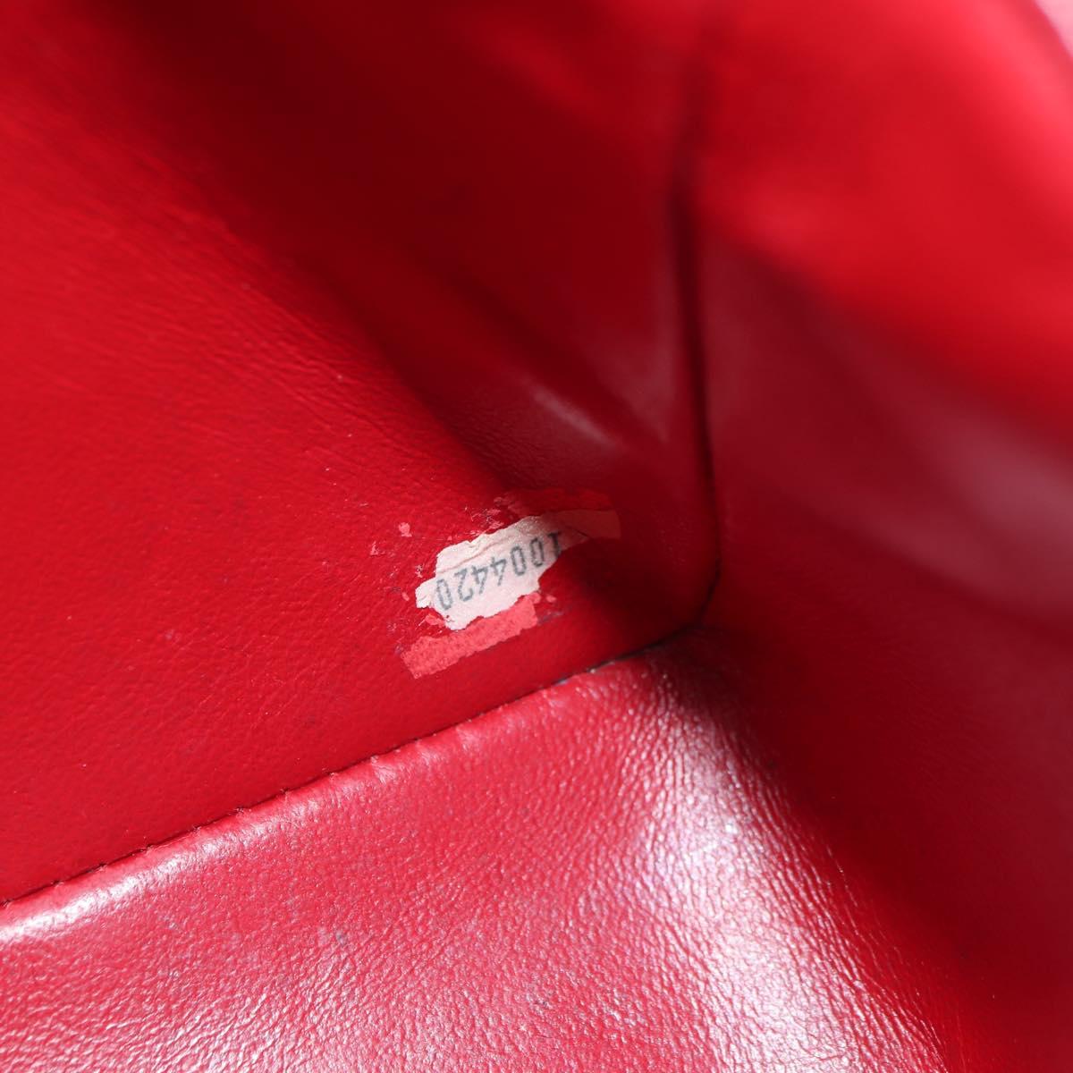 CHANEL Mini Matelasse 17 Hand Bag Lamb Skin Red Gold CC Auth 156630