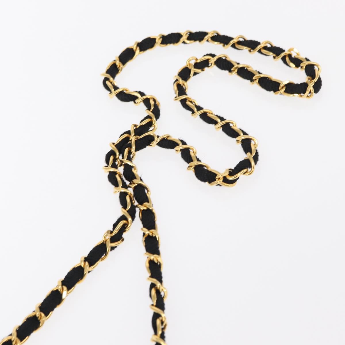 CHANEL Mini Matelasse 17 Chain Shoulder Bag Satin Black Gold CC Auth 156632SAM