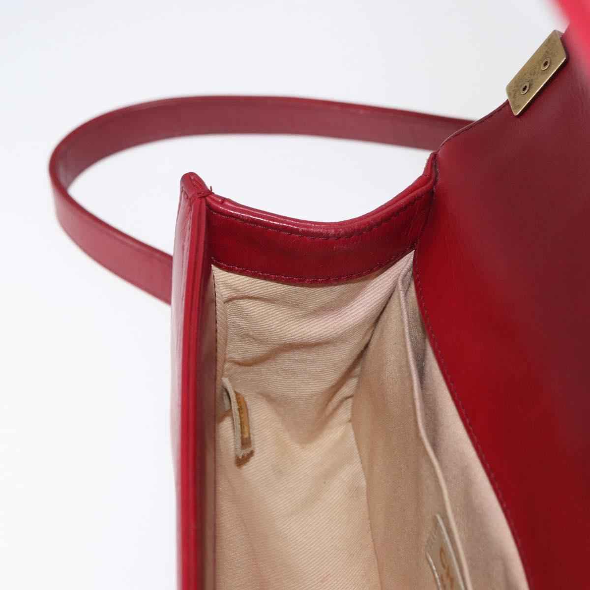 CHANEL Boy Chanel Medium Chain Shoulder Bag Leather Red Gold CC Auth 156633V