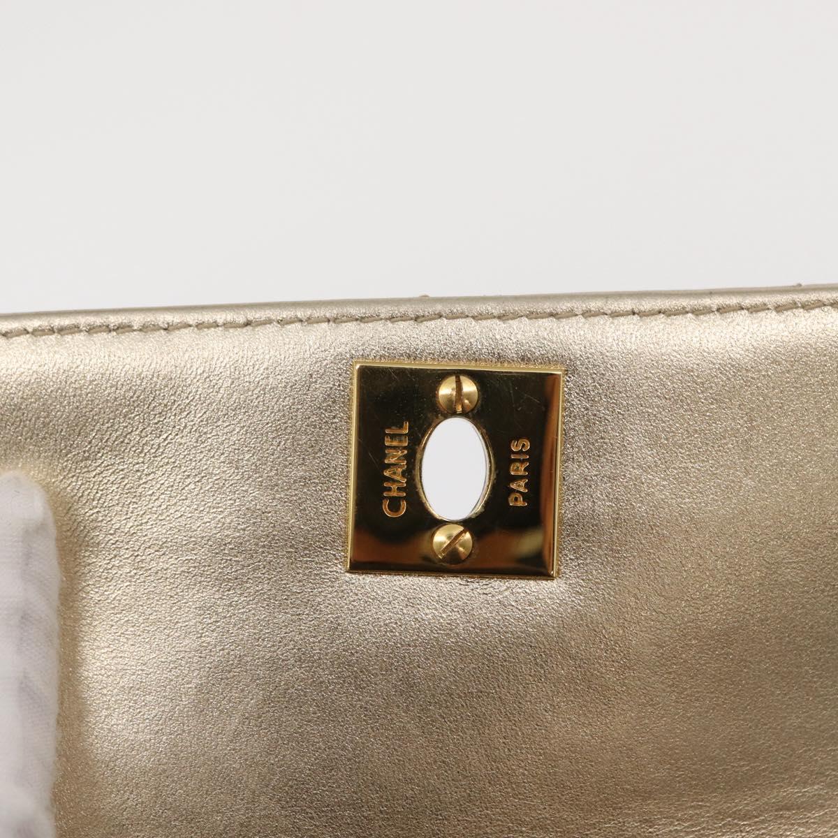 CHANEL Mini Matelasse 13 Chain Shoulder Bag Leather Gold CC Auth 156634SAM