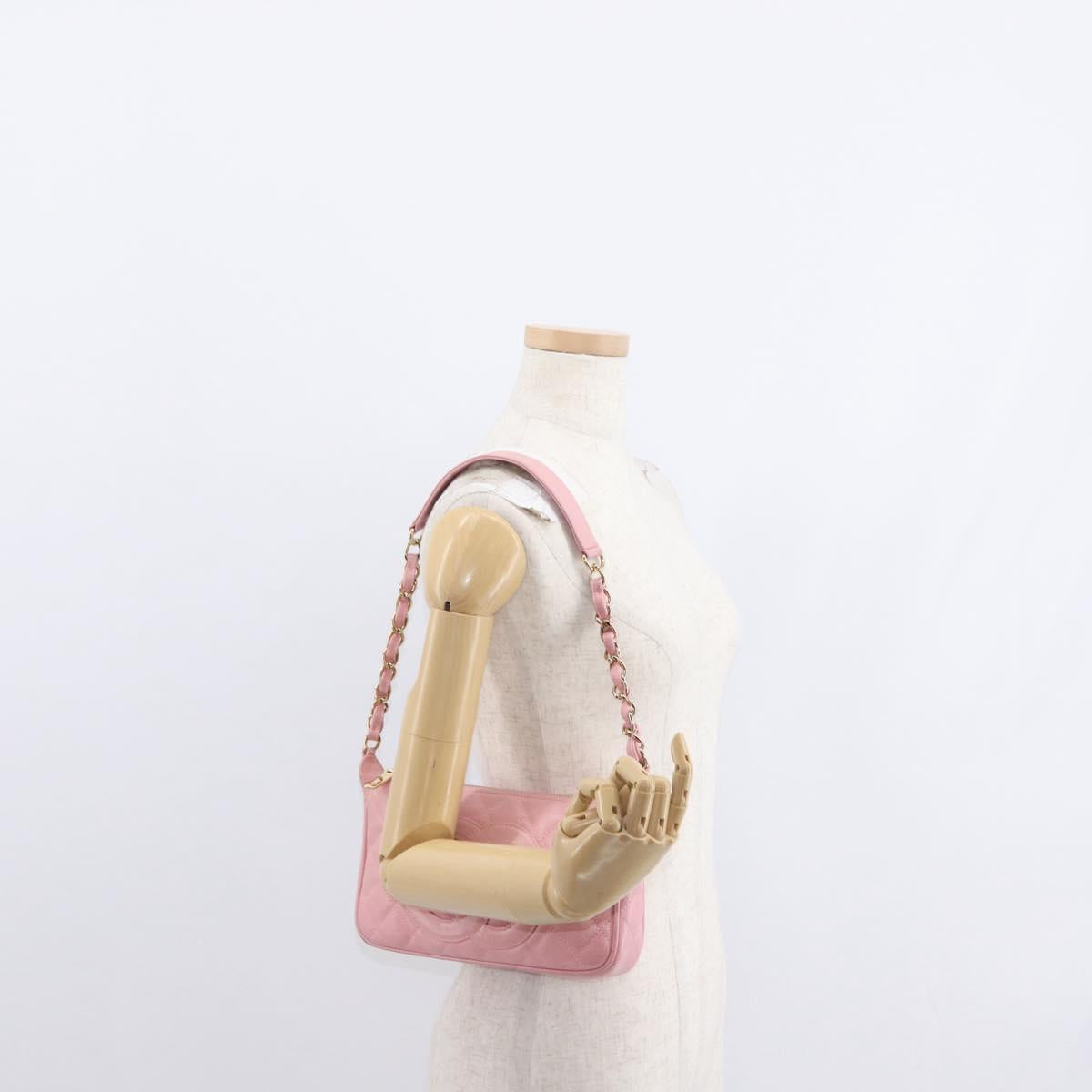 CHANEL Matelasse COCO Mark Chain Bag Caviar Skin Pink Gold CC Auth 156635SAM