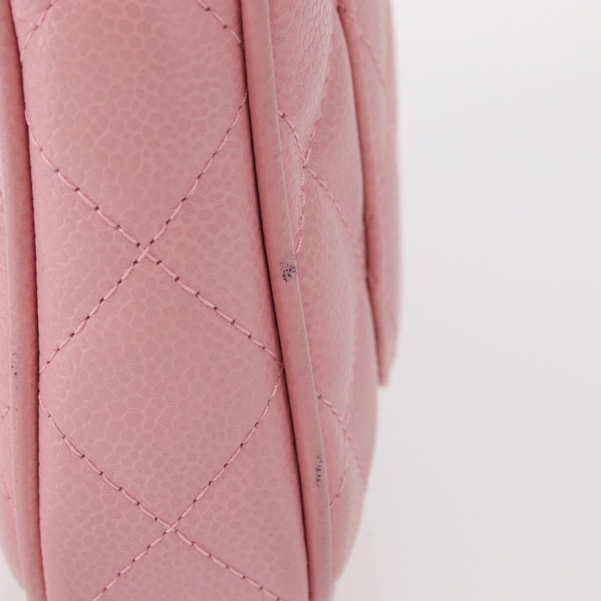 CHANEL Matelasse COCO Mark Chain Bag Caviar Skin Pink Gold CC Auth 156635SAM