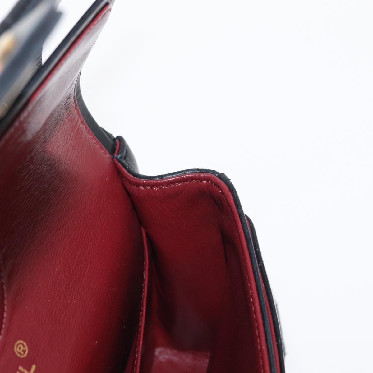 CHANEL Matelasse 25 Double Flap Chain Bag Lamb Skin Black Gold CC Auth 156636SAV