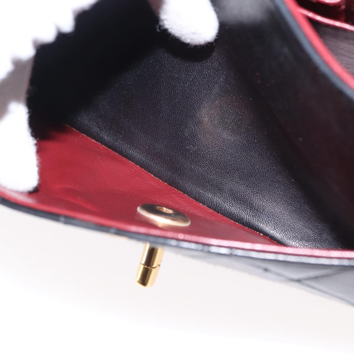 CHANEL Matelasse 25 Double Flap Chain Bag Lamb Skin Black Gold CC Auth 156636SAV