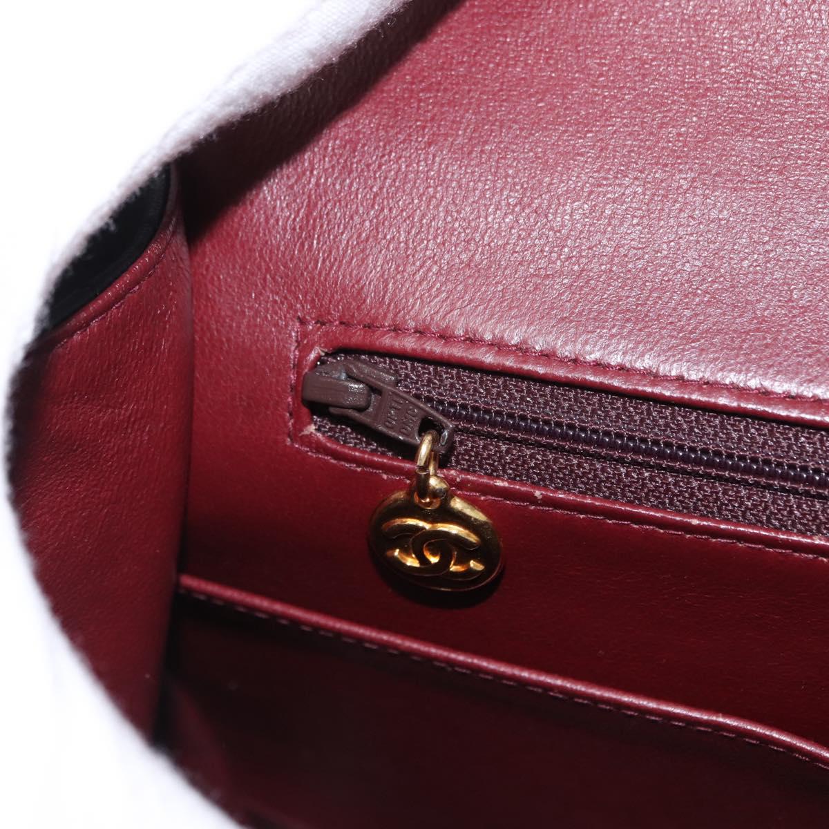 CHANEL Matelasse 25 Double Flap Chain Bag Lamb Skin Black Gold CC Auth 156638SAV