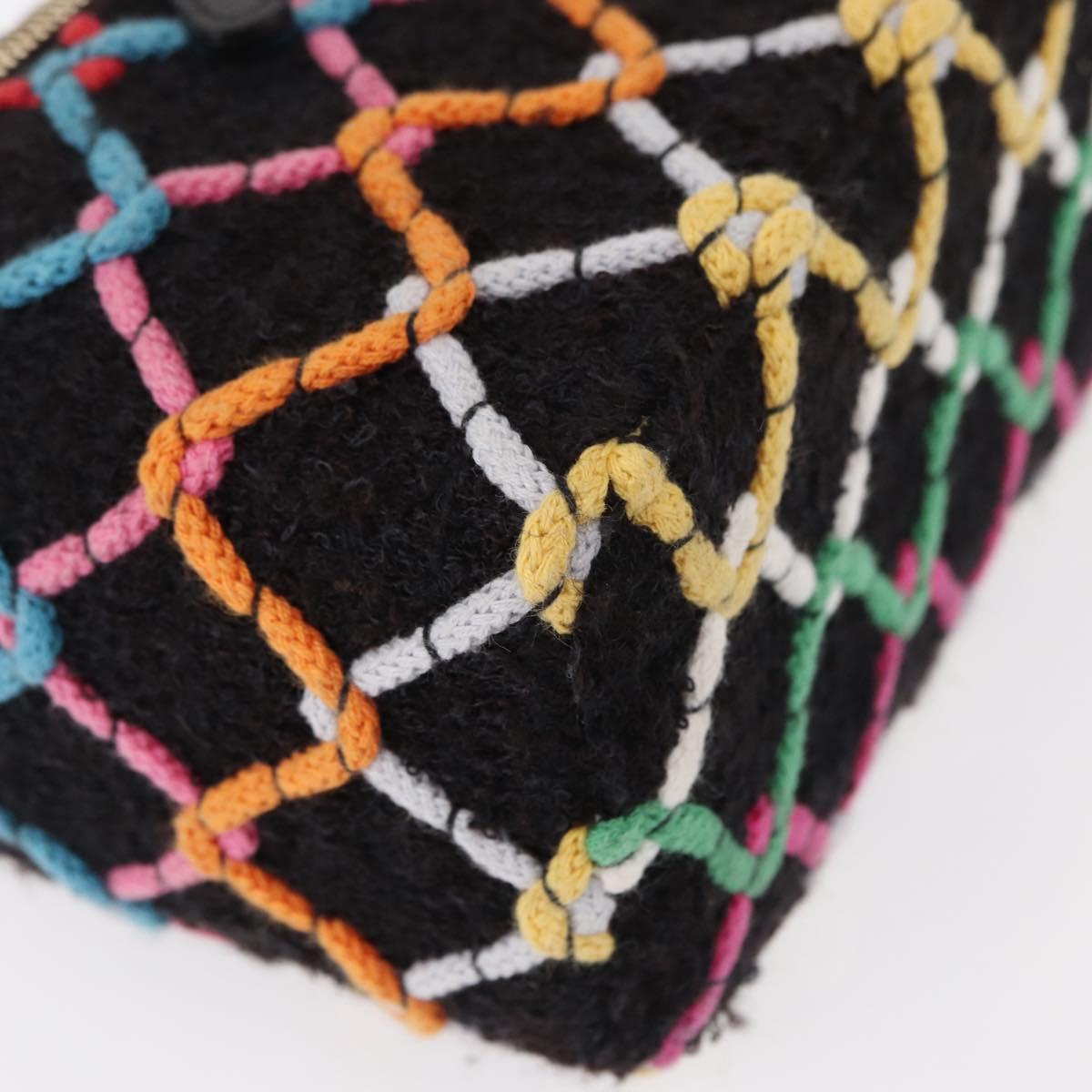 CHANEL Matelasse Chain Vanity Bag Tweed Multicolor Gold CC Auth 156641SM