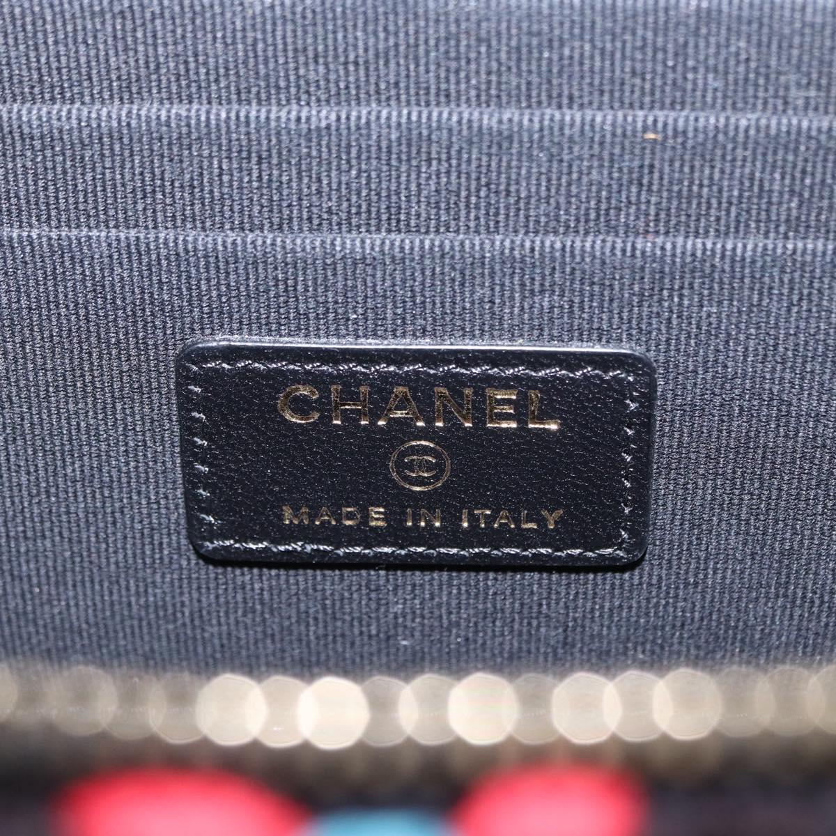 CHANEL Matelasse Chain Vanity Bag Tweed Multicolor Gold CC Auth 156641SM