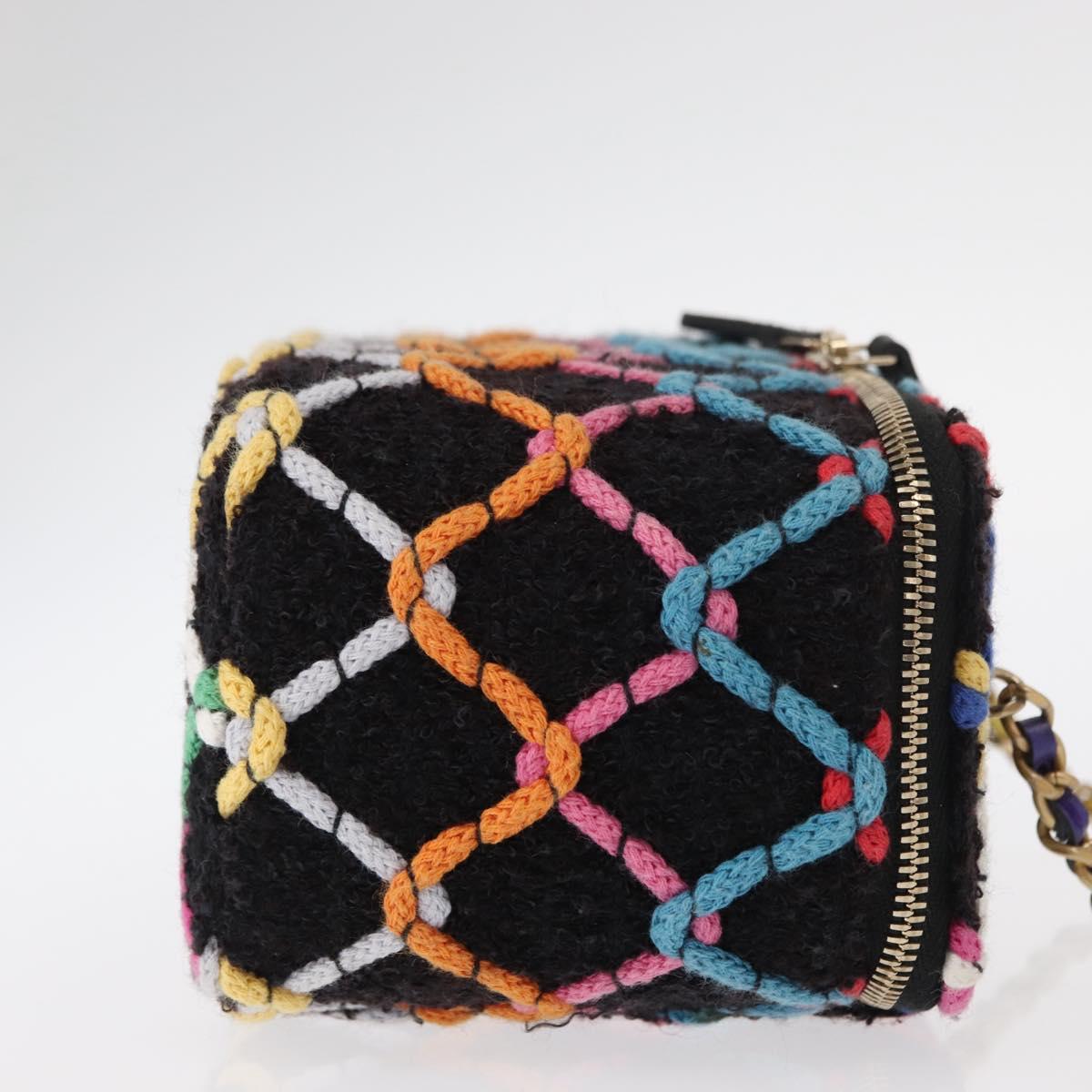 CHANEL Matelasse Chain Vanity Bag Tweed Multicolor Gold CC Auth 156641SM