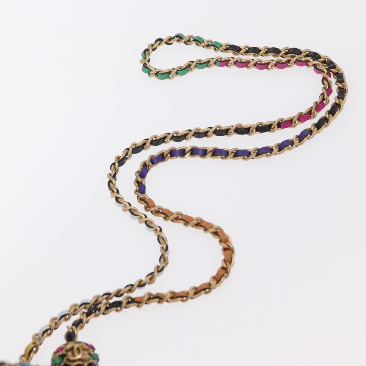 CHANEL Matelasse Chain Vanity Bag Tweed Multicolor Gold CC Auth 156641SM