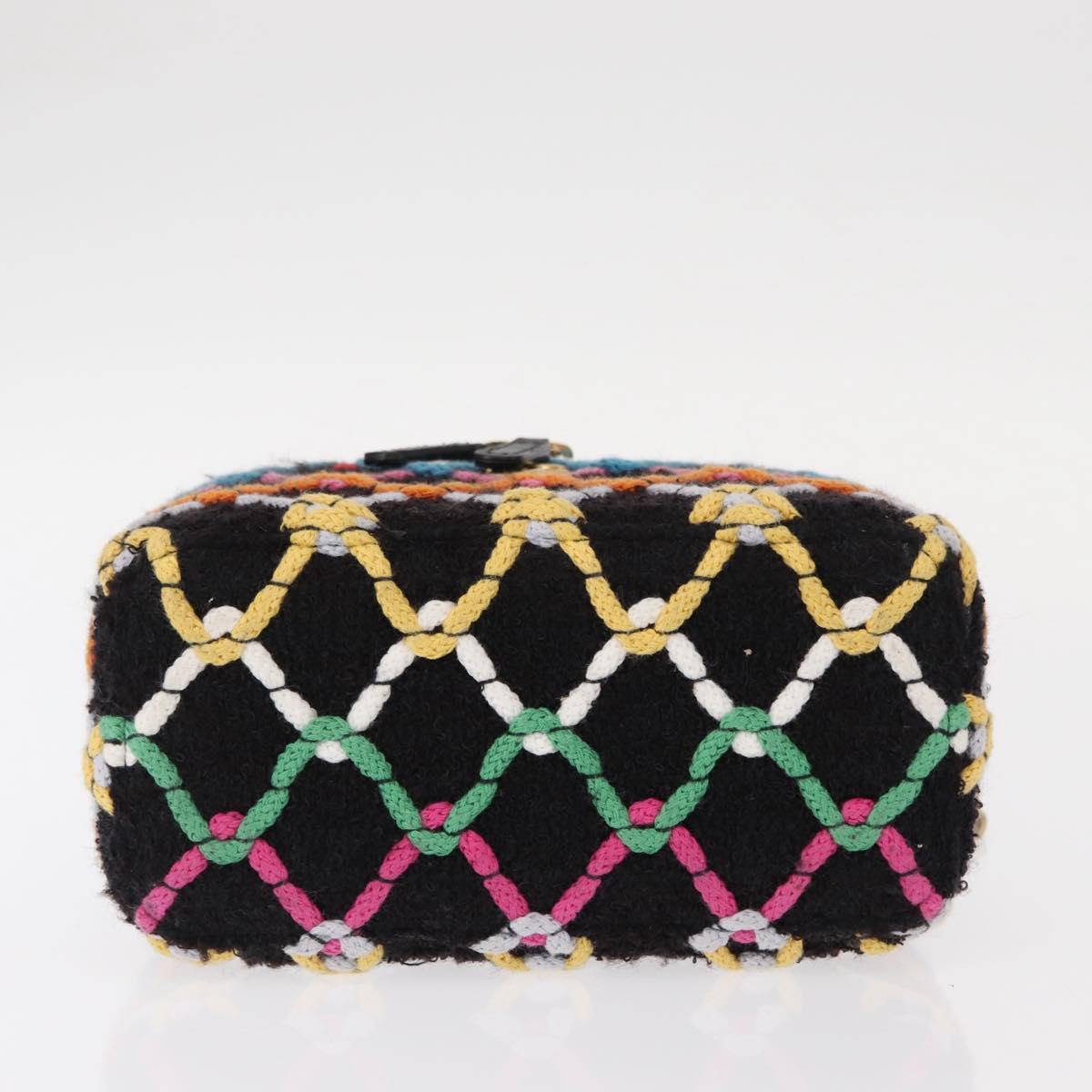 CHANEL Matelasse Chain Vanity Bag Tweed Multicolor Gold CC Auth 156641SM