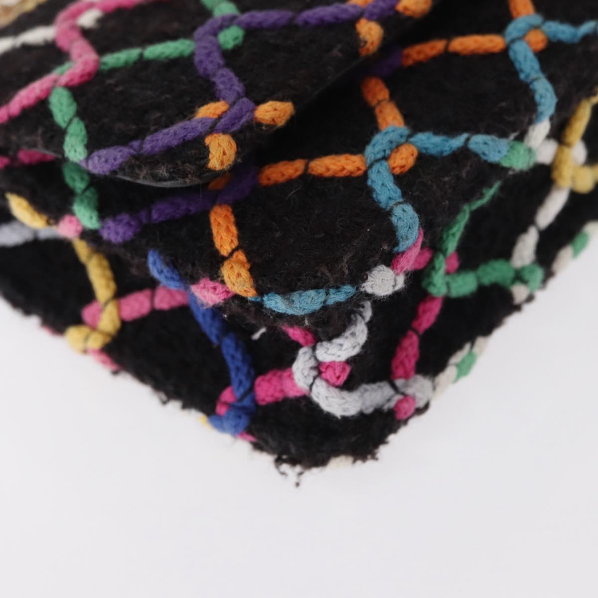 CHANEL Matelasse Chain Shoulder Bag Tweed Multicolor Gold CC Auth 156642SM