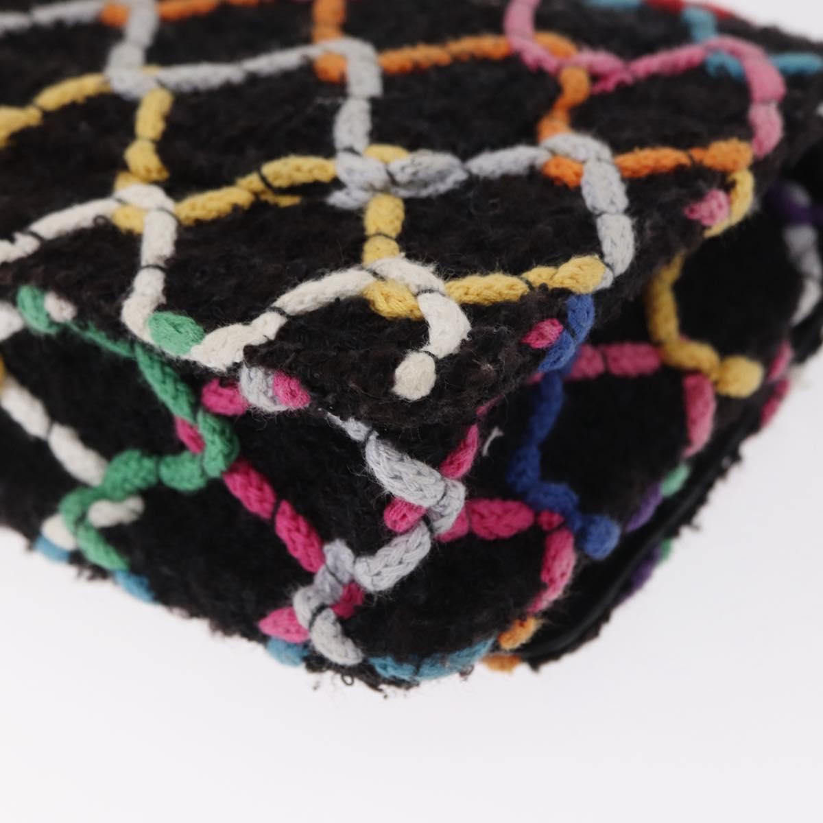 CHANEL Matelasse Chain Shoulder Bag Tweed Multicolor Gold CC Auth 156642SM