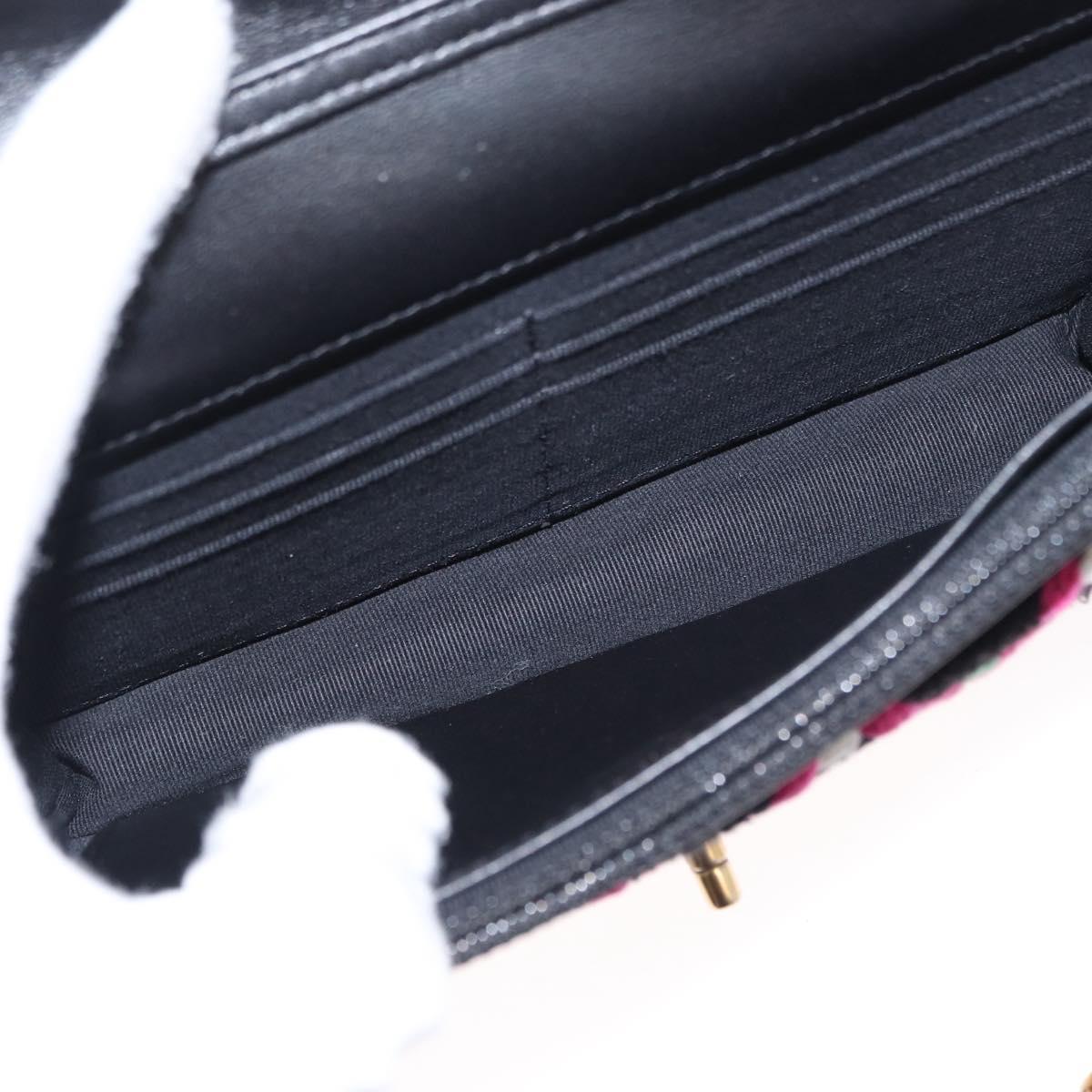 CHANEL Matelasse Chain Shoulder Bag Tweed Multicolor Gold CC Auth 156642SM