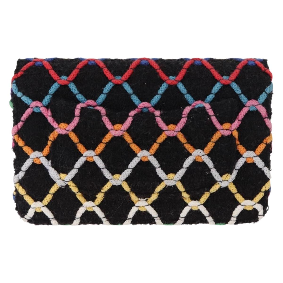 CHANEL Matelasse Chain Shoulder Bag Tweed Multicolor Gold CC Auth 156642SM